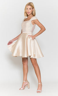 Cap-Sleeve Short A-Line Homecoming Dress 8732