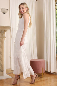 Tea-Length White Cotton Maxi Dress