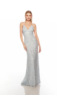 Alyce V-Neck Long Beaded Prom Dress 88003