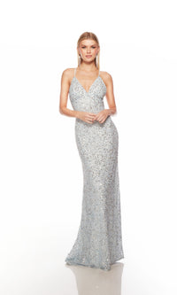 Alyce V-Neck Long Beaded Prom Dress 88003