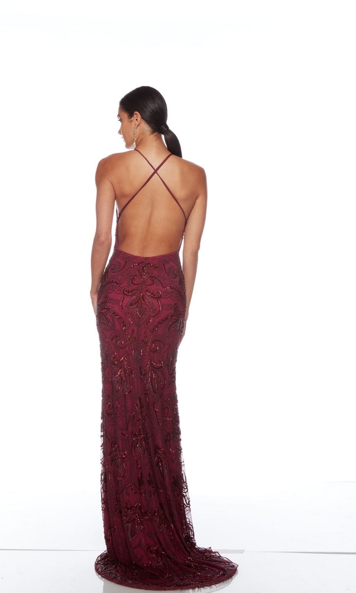 Alyce Backless V-Neck Designer Prom Dress - PromGirl