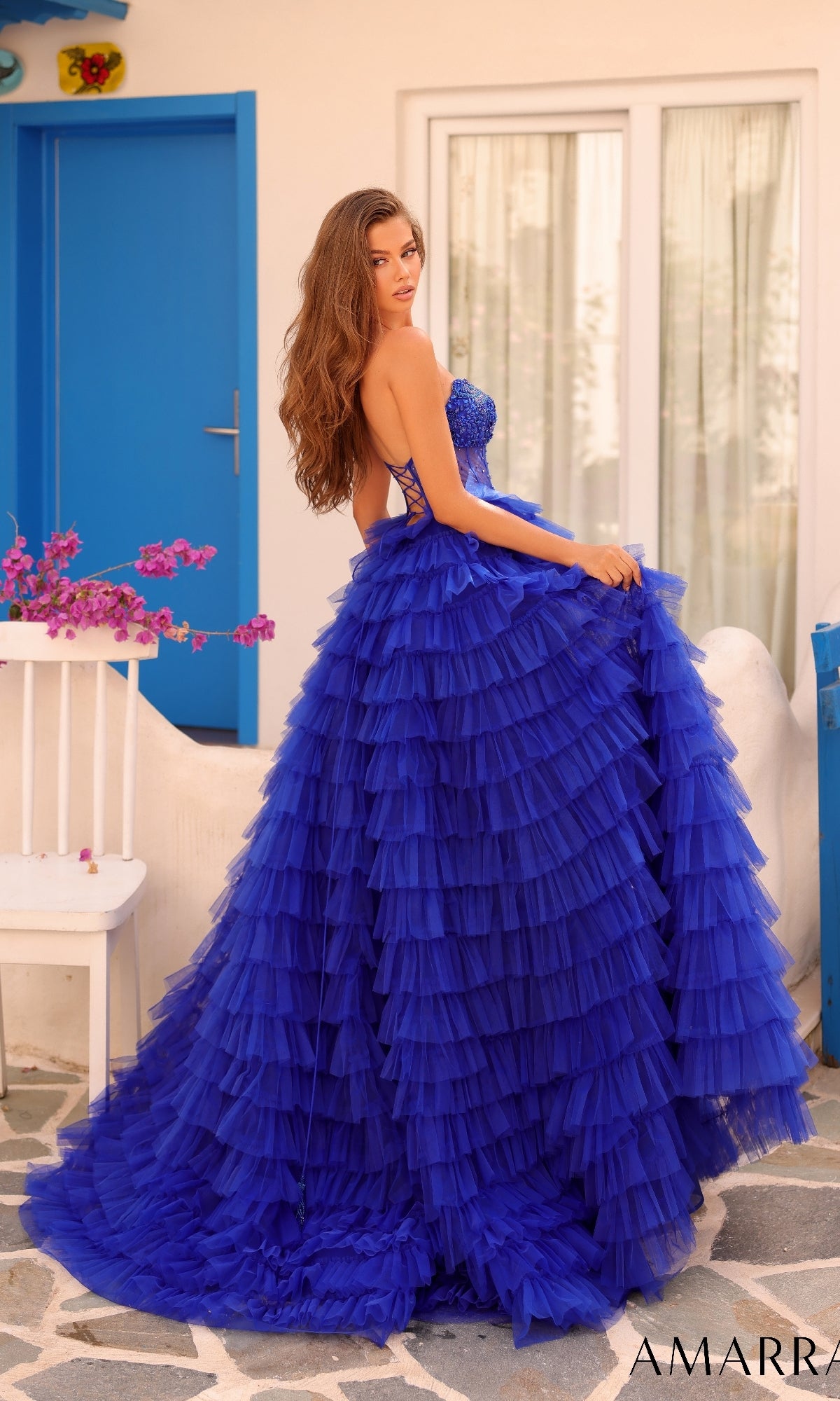 Strapless Mini-Ruffle Prom Ball Gown: Amarra 88297