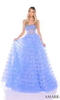 Strapless Mini-Ruffle Prom Ball Gown: Amarra 88297