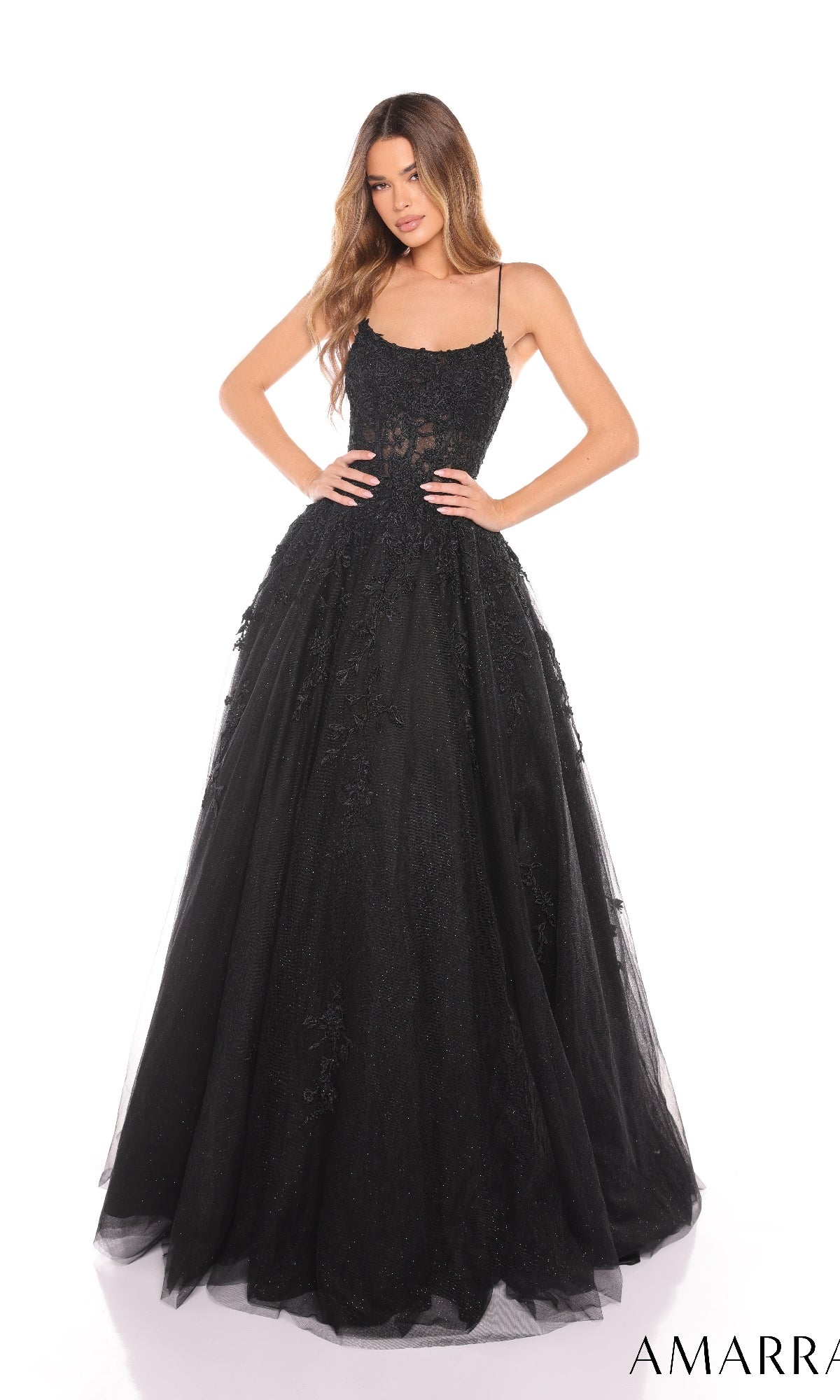 Amarra Sheer-Corset Long Prom Ball Gown 88584