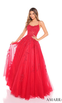 Amarra Sheer-Corset Long Prom Ball Gown 88584