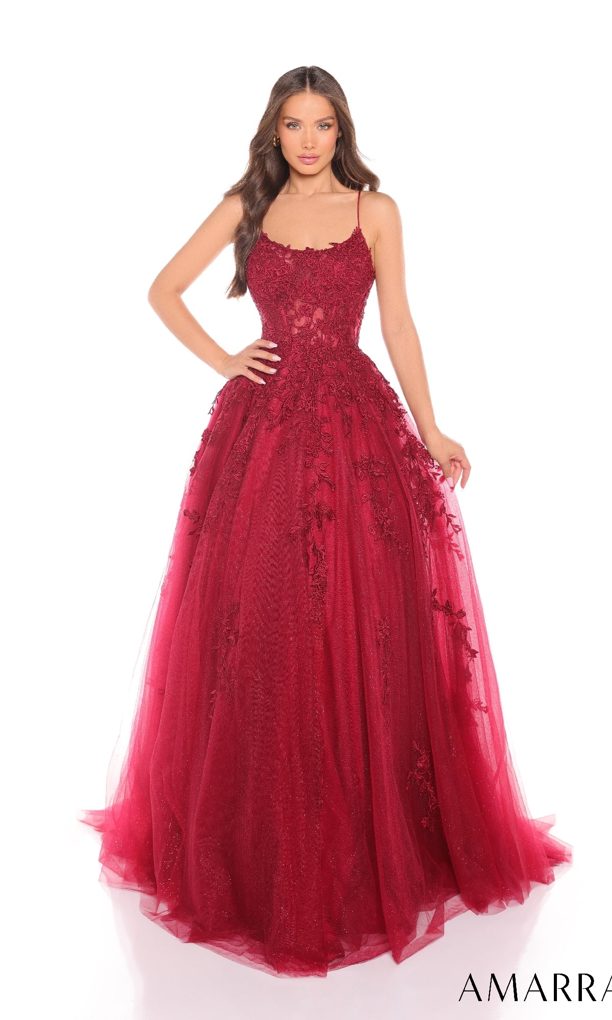 Amarra Sheer-Corset Long Prom Ball Gown 88584