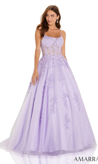 Amarra Sheer-Corset Long Prom Ball Gown 88584