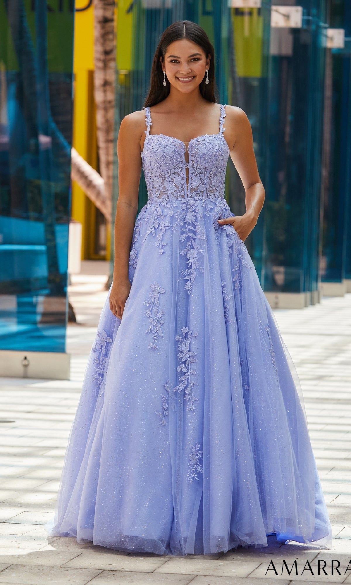 Floral Lace Prom Ball Gown: Amarra 88590