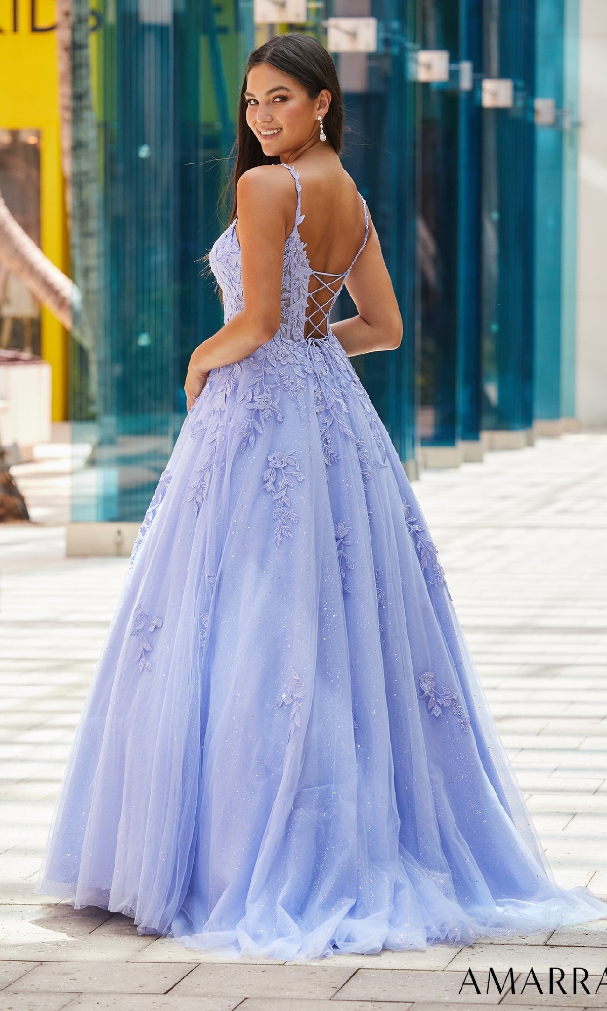 Floral Lace Prom Ball Gown: Amarra 88590