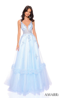 Amarra V-Neck Long Ruffled Prom Ball Gown 88744