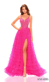Amarra Glitter Ruffled Corset Prom Dress 88788