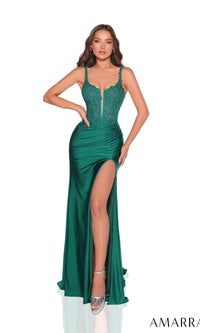 Amarra Lace-Up Corset-Back Long Prom Dress 88823