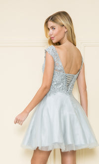 Lace-Bodice Short Babydoll Homecoming Dress 8902