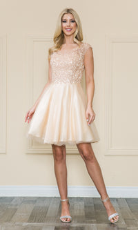 Lace-Bodice Short Babydoll Homecoming Dress 8902