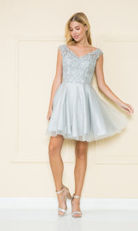 Lace-Bodice Short Babydoll Homecoming Dress 8902