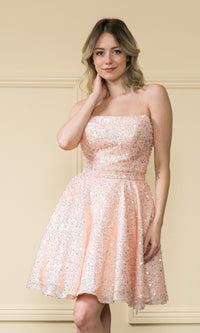 Short A-Line Sequin Homecoming Dress 8930