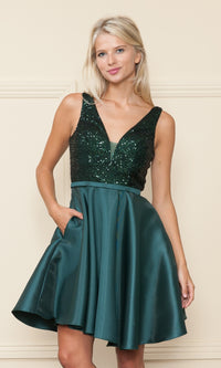 A-Line Short Homecoming Dress with Pockets - 8954