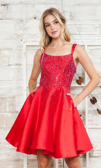 Beaded Short A-Line Homecoming Dress 8958