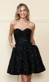 Strapless Sequin A-Line Homecoming Dress 8974