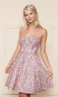 Strapless Sequin A-Line Homecoming Dress 8974