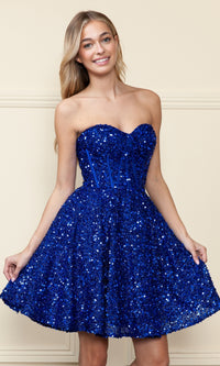 Strapless Sequin A-Line Homecoming Dress 8974