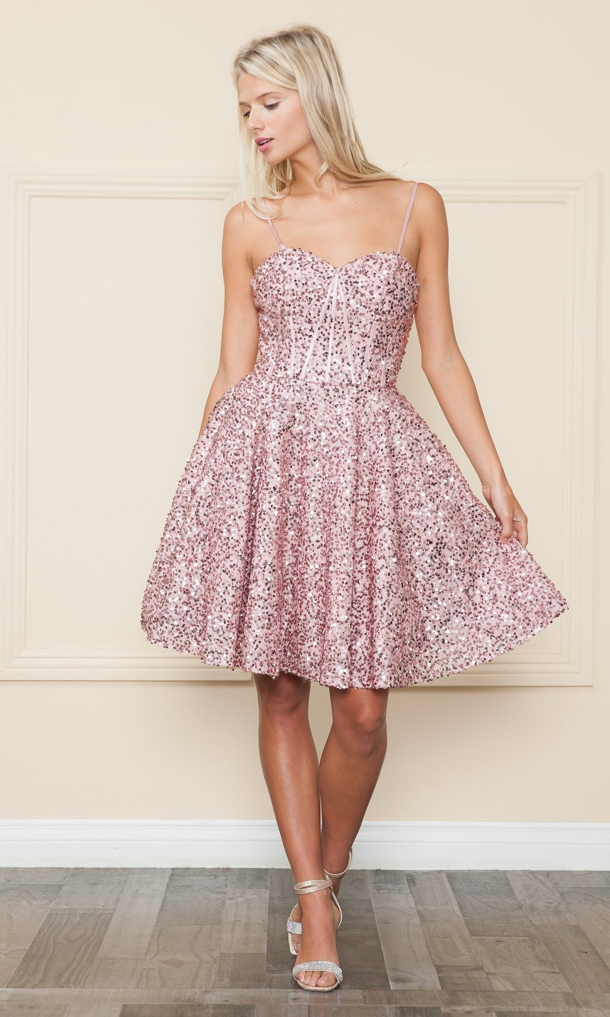 Strapless Sequin A-Line Homecoming Dress 8974