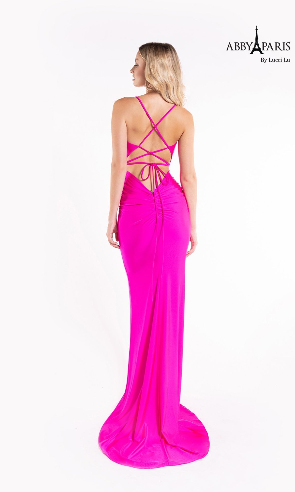 Sleek Long Ruched Prom Dress: Abby Paris 90173