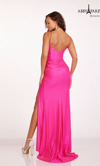 Ruched Corset Glitter Prom Dress: Abby Paris 90203