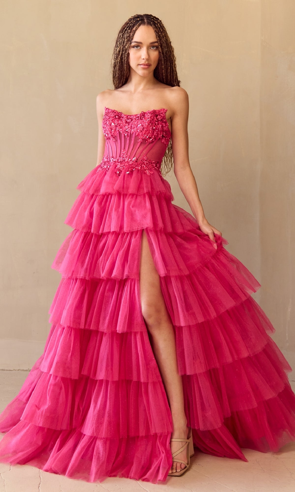 Strapless Long Prom Ball Gown: Amelia Couture 9053