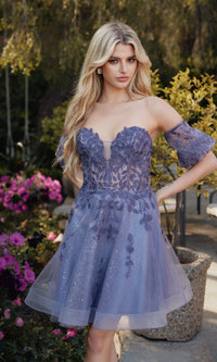 Bell-Sleeve Short Sweetheart Prom Dress 909