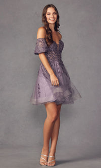 Bell-Sleeve Short Sweetheart Prom Dress 909