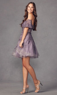 Bell-Sleeve Short Sweetheart Prom Dress 909