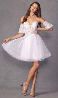 Bell-Sleeve Short Sweetheart Prom Dress 909