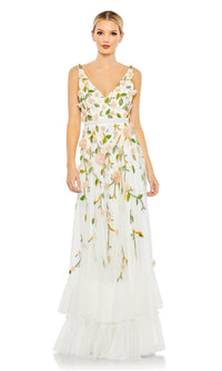 Long White Maxi Dress with Flowers 9171