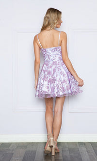 Glitter Floral-Print Short Homecoming Dress 9190