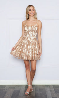 Glitter Short Homecoming Dress with Pockets 9196