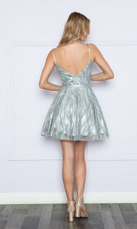 Glitter Short Homecoming Dress with Pockets 9196