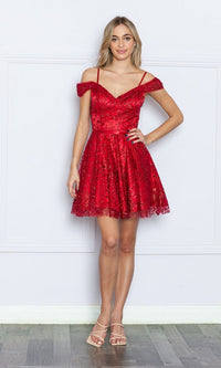 Cold-Shoulder Glitter Homecoming Dress 9198