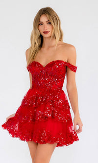 Sequin Sheer Corset Homecoming Dress: Juliet JT920K