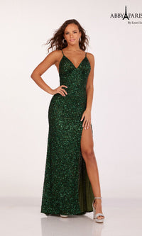 Backless Fitted Sequin Prom Dress: Abby Paris 92113