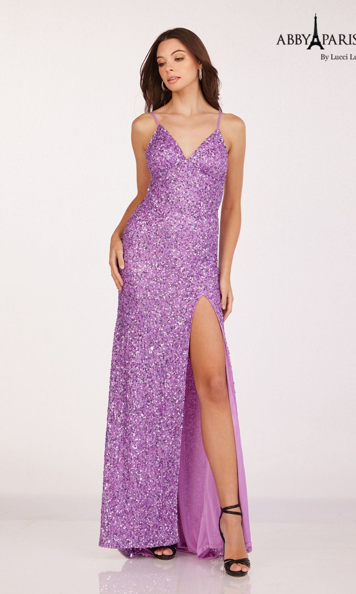 Backless Fitted Sequin Prom Dress: Abby Paris 92113