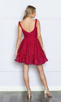 Sequin-Velvet Short Homecoming Party Dress 9214