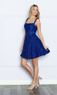 Sequin-Velvet Short Homecoming Party Dress 9214