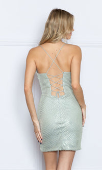 Lace-Up Short Sequin Homecoming Dress 9224