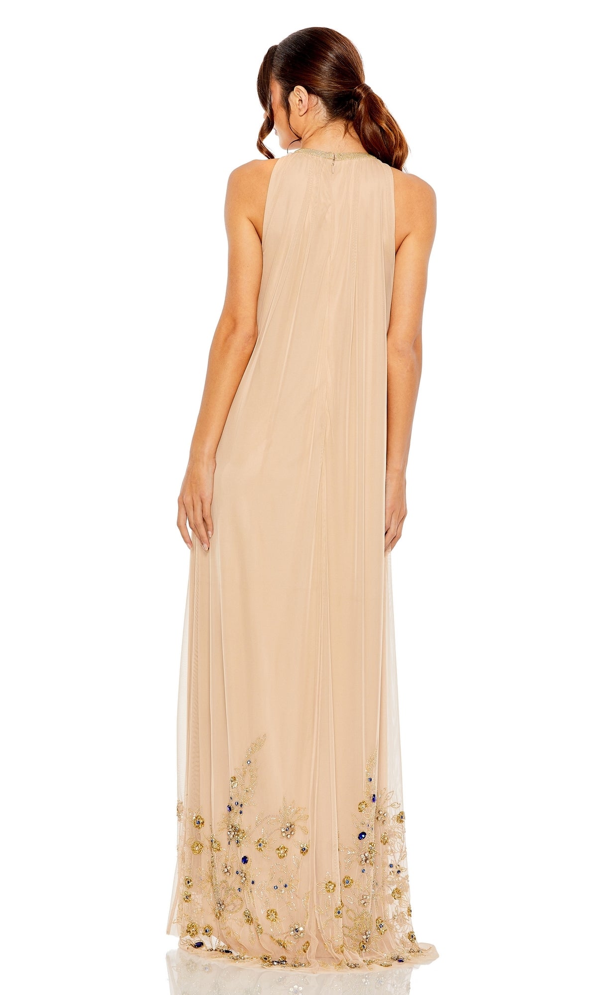 Nude Gold Long Trapeze Formal Dress: Mac Duggal 9232