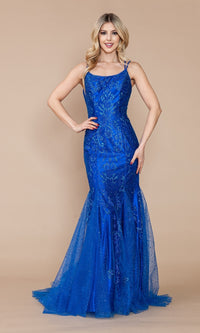 Glitter-Print Long Mermaid Prom Dress 9306