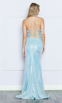 Sequin-Embroidered Backless Long Prom Dress 9344