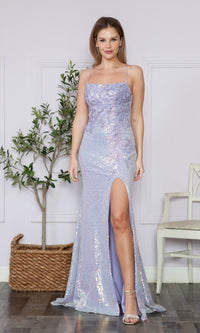 Sequin-Embroidered Backless Long Prom Dress 9344