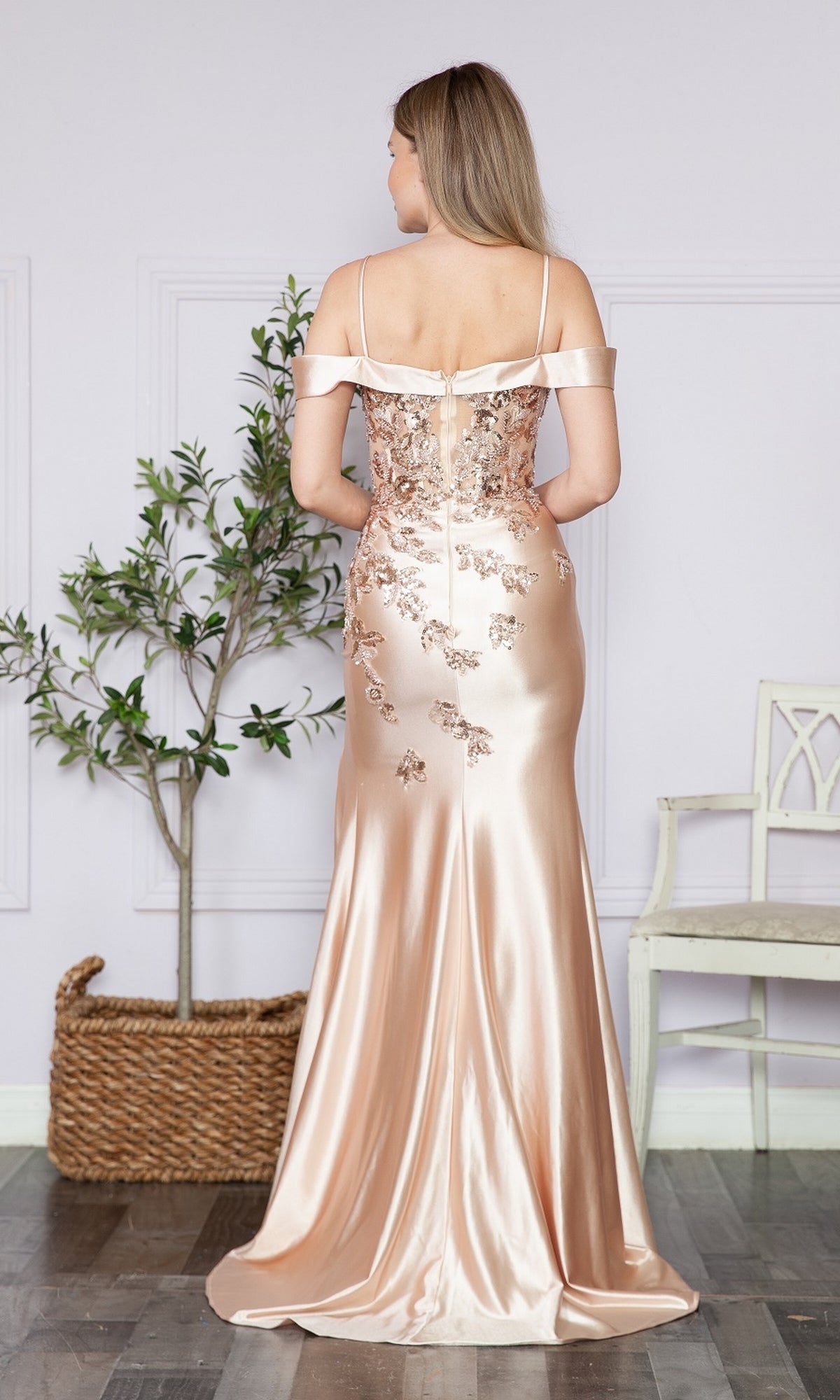 Embellished Off-the-Shoulder Long Prom Dress 9350