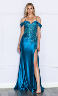 Embellished Off-the-Shoulder Long Prom Dress 9350